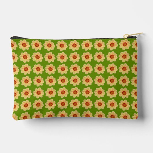 Pochette À Accessoires Dahlia jaune motif floral sur vert (Verso)