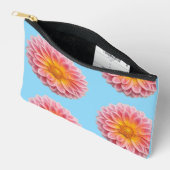 Pochette À Accessoires Dahlia rose et gouttes de ragoût (Ouvrir)