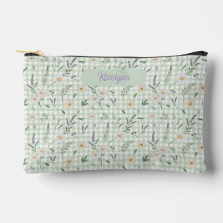 Pochette À Accessoires Daisy Lavender Gingham Floral Bridal Gift 