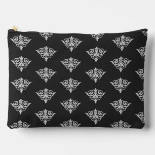 Pochette À Accessoires Damas gris sur noir