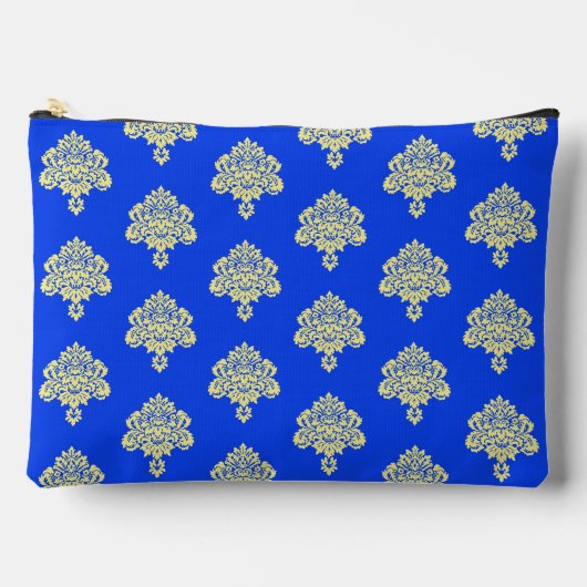 Pochette À Accessoires Damas jaune sur bleu (Recto)