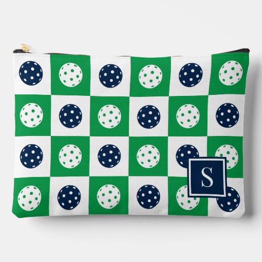 Pochette À Accessoires Damier Préparé de Pickleball - Vert & Nuit (Recto)