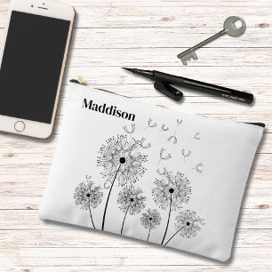 Pochette À Accessoires Dandelion Line Art Avec Nom Grand