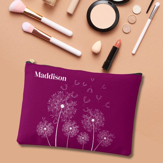 Pochette À Accessoires Dandelion Line Art Avec Nom Grand