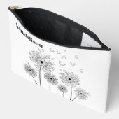 Pochette À Accessoires Dandelion Line Art Avec Nom Grand (Ouvrir)