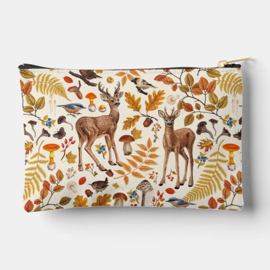 Pochette À Accessoires Dans les bois / Cerf d'automne sur le blanc (Verso)