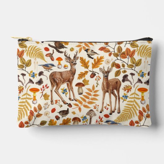 Pochette À Accessoires Dans les bois / Cerf d'automne sur le blanc (Recto)