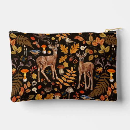 Pochette À Accessoires Dans les bois / Cerf d'automne sur noir (Verso)