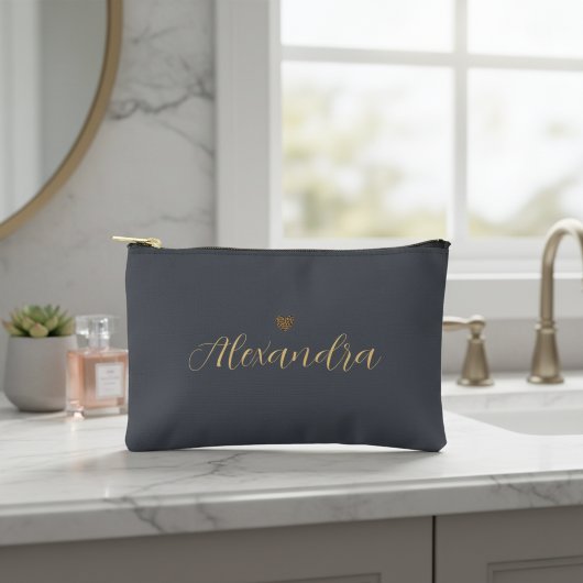 Pochette À Accessoires dark gray accessory bag, personalized makeup bag