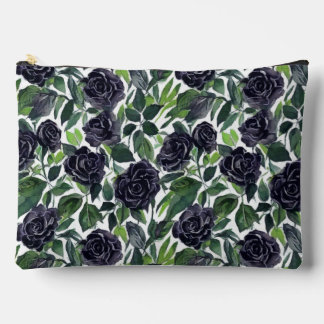 Pochette À Accessoires Dark rose delight, black roses watercolor pattern