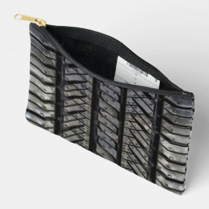 Pochette À Accessoires Décor automobile en caoutchouc de Pneus Noir