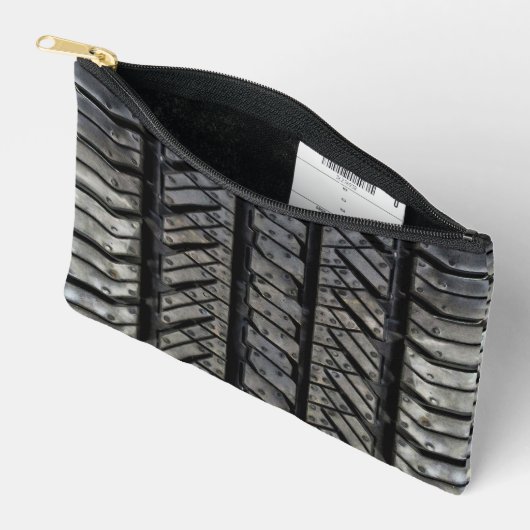 Pochette À Accessoires Décor automobile en caoutchouc de Pneus Noir (Ouvrir)