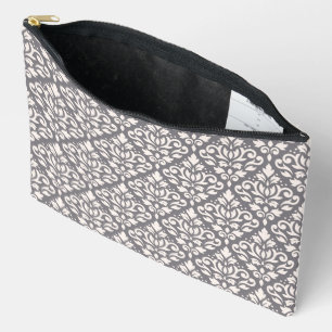 Pochette À Accessoires Défiler Damask Pattern Crème sur gris
