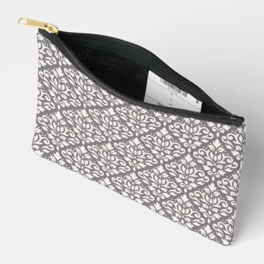 Pochette À Accessoires Défiler Damask Pattern Crème sur gris (Ouvrir)