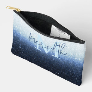 Pochette À Accessoires Dégradé de paillettes bleues personnalisé