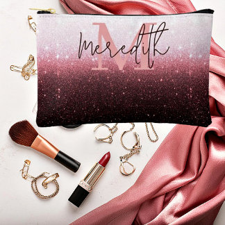 Pochette À Accessoires Dégradé de paillettes en or rose personnalisé