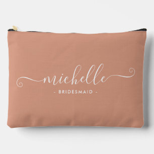 Pochette À Accessoires Demoiselle d'honneur minimaliste corail personnali
