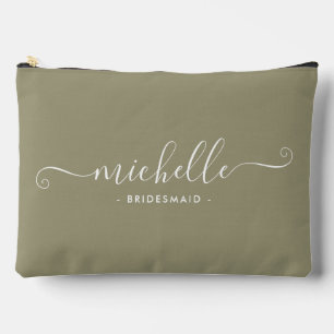 Pochette À Accessoires Demoiselle d'honneur minimaliste en vert eucalyptu