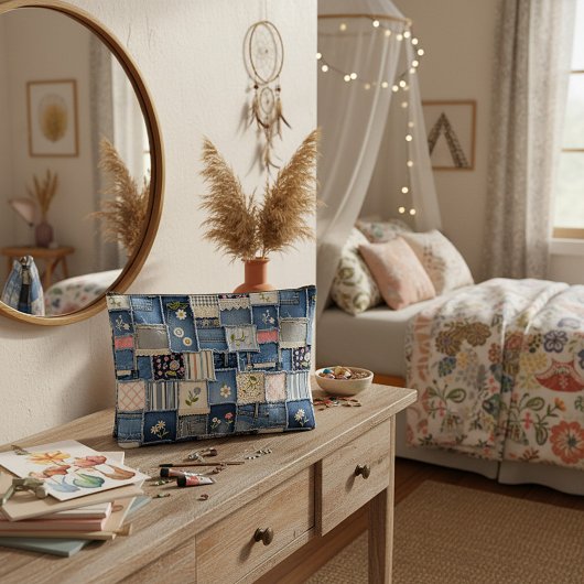 Pochette À Accessoires Denim Patchwork