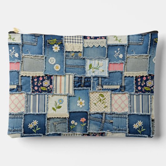 Pochette À Accessoires Denim Patchwork (Recto)