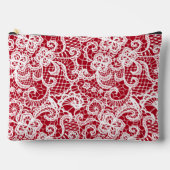 Pochette À Accessoires Dentelle blanche sur rouge (Recto)