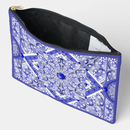 Pochette À Accessoires Dentelle en céramique Bleu de Grèce (Ouvrir)