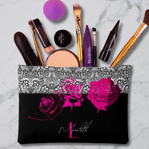 Pochette À Accessoires Dentelle et Roses Élégantes Personnalisées
