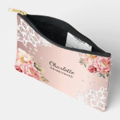 Pochette À Accessoires Dentelle rose d'or de Bridesmaid (Ouvrir)