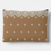 Pochette À Accessoires Dentelles et perles élégantes Message Customisé (Recto)
