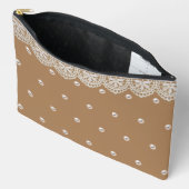 Pochette À Accessoires Dentelles et perles élégantes Message Customisé (Ouvrir)