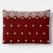 Pochette À Accessoires Dentelles et perles élégantes Message Customisé (Recto)