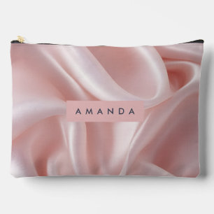 Pochette À Accessoires Design en satin rose poudré élégant et personnalis