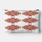 Pochette À Accessoires Design floral rouge et orange avec graphique ornem (Recto)