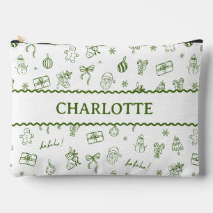 Pochette À Accessoires Dessin à main levée vert fantaisiste