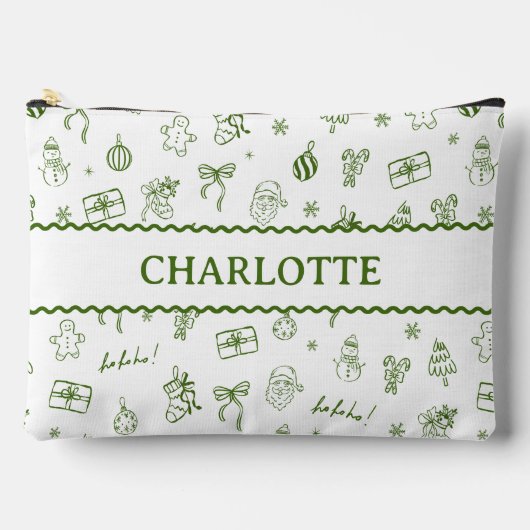 Pochette À Accessoires Dessin à main levée vert fantaisiste (Recto)