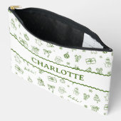 Pochette À Accessoires Dessin à main levée vert fantaisiste (Ouvrir)