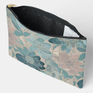 Pochette À Accessoires dessin de fleurs bleues japonaises