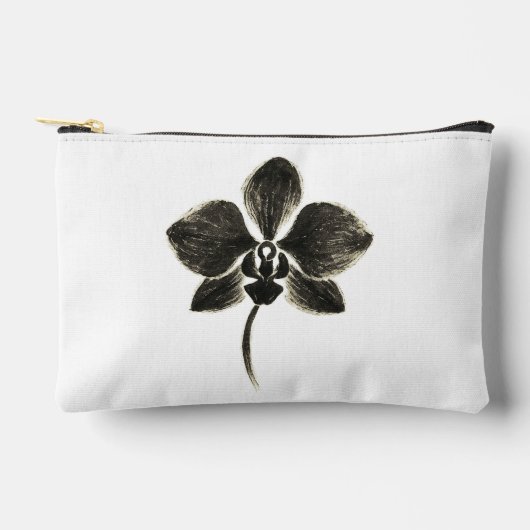 Pochette À Accessoires Dessin de ligne orchidée - Design floral d'encre s (Recto)
