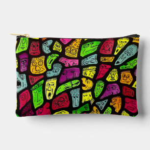 Pochette À Accessoires Dessin de visages étranges de dessin animé fluores