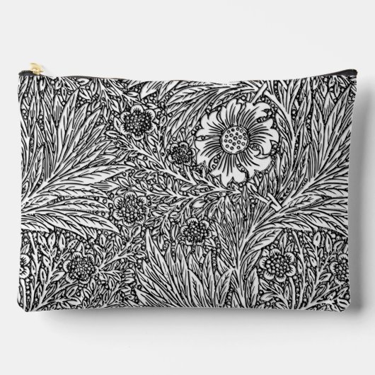 Pochette À Accessoires Dessin floral complexe en noir et blanc (Recto)