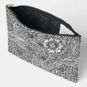Pochette À Accessoires Dessin floral complexe en noir et blanc (Ouvrir)