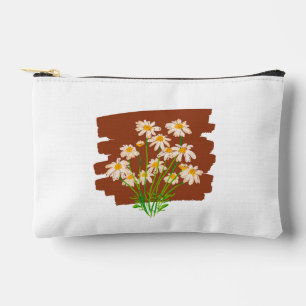 Pochette À Accessoires Dessin floral rustique sur fond marron