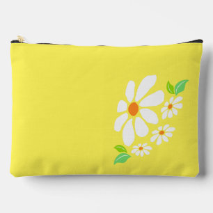 Pochette À Accessoires Dessin minimaliste à fleurs jaune et blanche
