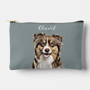 Pochette À Accessoires Dessin personnalisé Collie Chien personnalisé