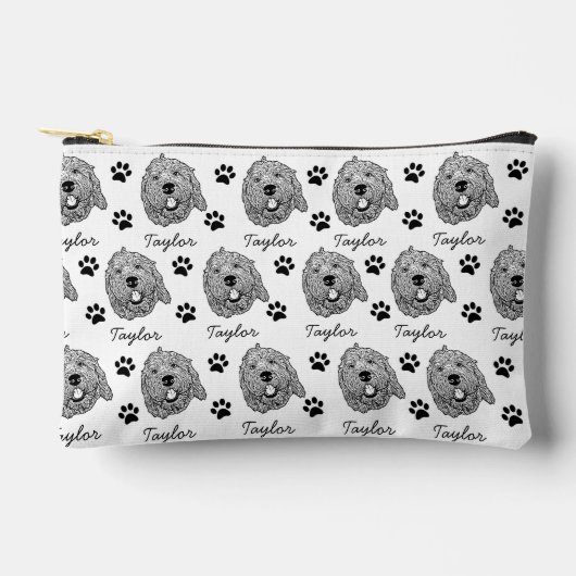 Pochette À Accessoires Dessin personnalisé Goldendoodle Chien (Recto)