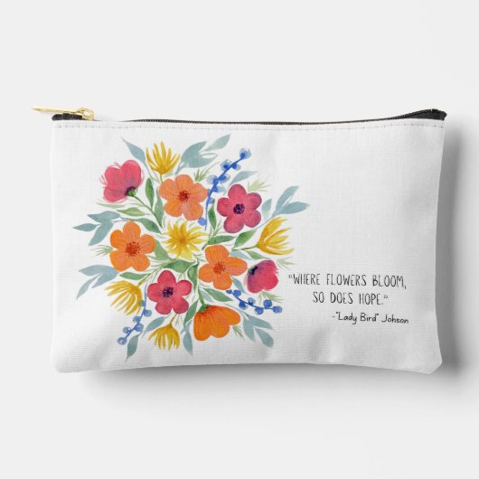 Pochette À Accessoires Devis D'Espoir Avec Floraux D'Aquarelle (Recto)