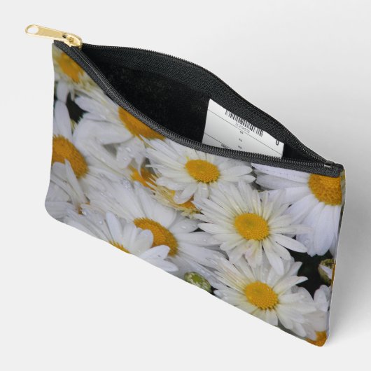Pochette À Accessoires Dew Bissed White Daisies Floral (Ouvrir)