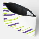 Pochette À Accessoires Diagonales en vert citron vert et violet (Ouvrir)