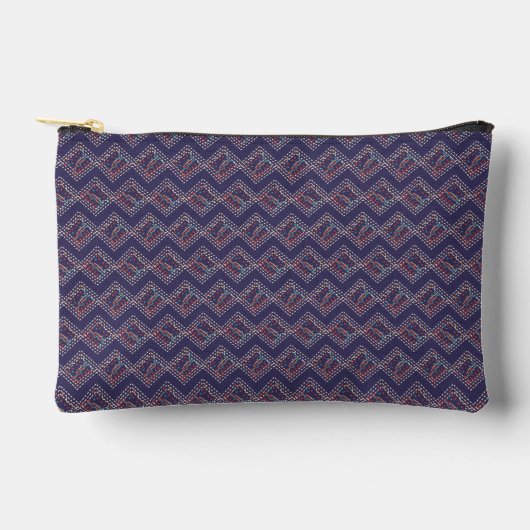 Pochette À Accessoires Diamants Brochés Indigo (Recto)
