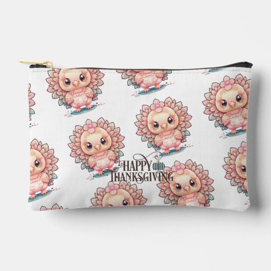Pochette À Accessoires Dinde de Thanksgiving mignonne (Recto)